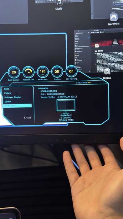Samsung Odyssey G9 49 + Benq Halo + Mount IT RGB Arm + Cablu DP usb C
