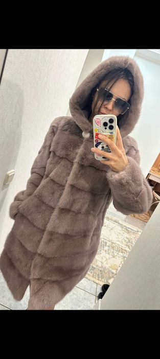 Шуба норковая цвет фиолет