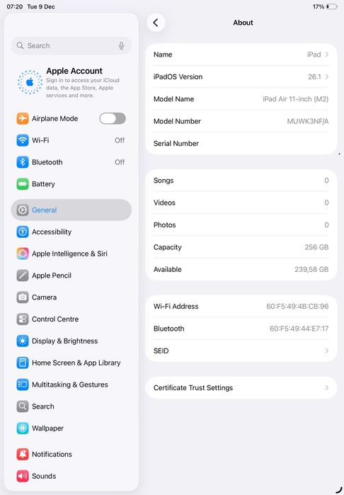 iPad Air  11 M2 256GB WiFi Purple