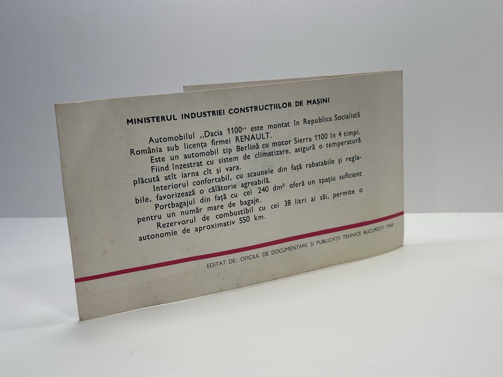 Brosura Perioada Comunista Dacia 1100 1969 Deosebita Rar Uzina Pitesti