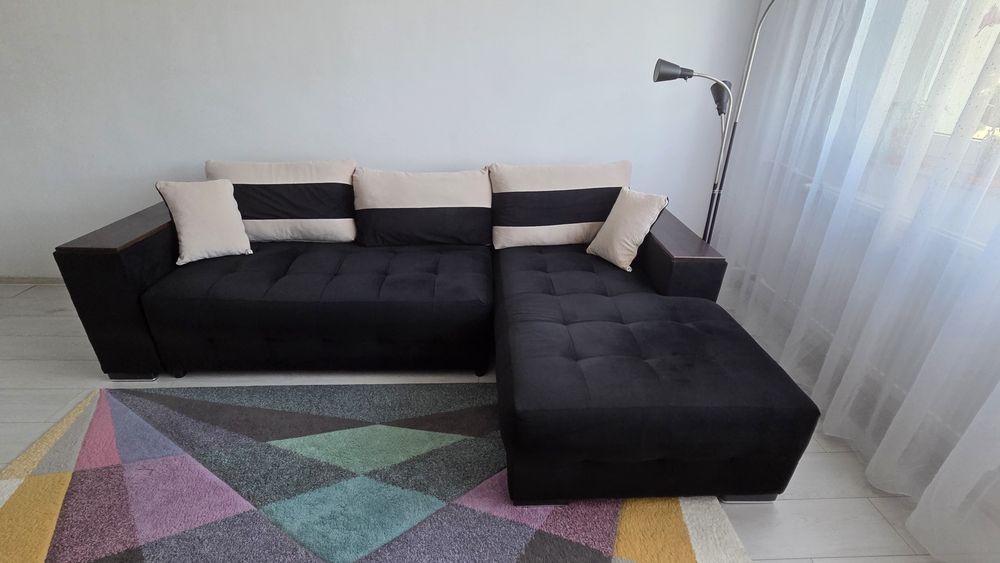 Vand coltar extensibil negru catifea