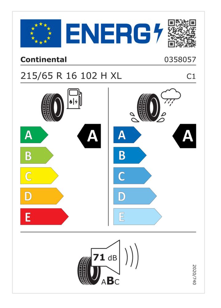 4бр. Continental EcoContact6 215/65/16, 5.5мм, ДОТ 2023