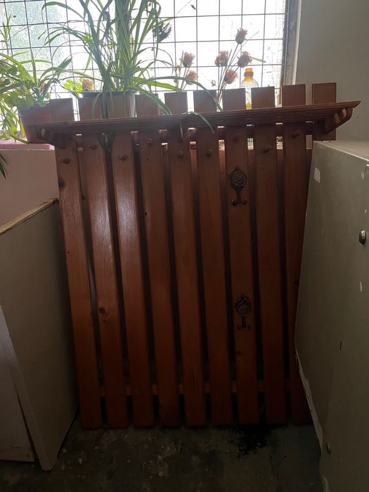 Fotoliu + pantofar + cuier lemn masiv + scaune bar