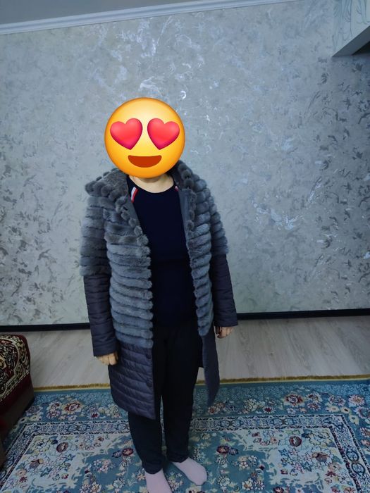 Зимняя шуба,  в сером цвете,  трансформер