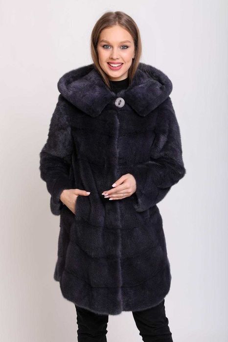 Haină blană nurcă / vizon, gri  S-L