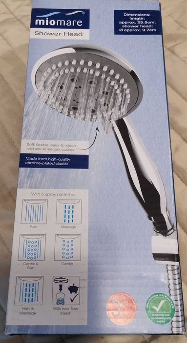 SET Baterie cada pe perete, crom +cap dus +furtun 2m MIOMAREGermany