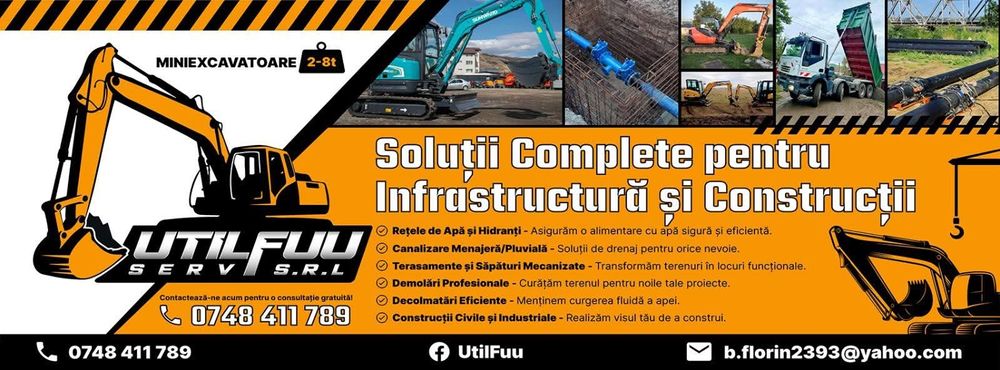Închirieri utilaje cu operator – miniexcavator, buldoexcavator, bascul