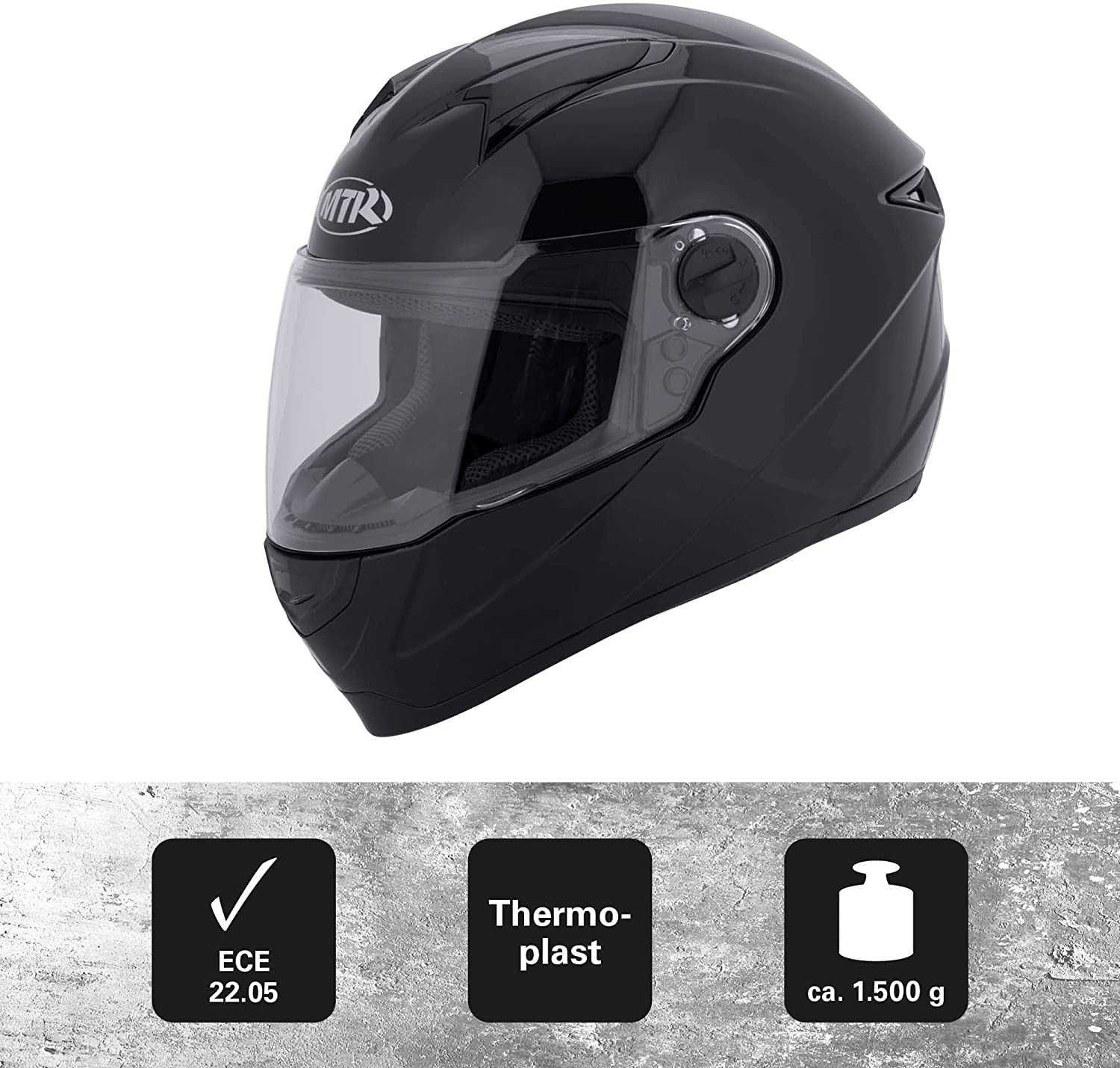 MTR S-5 Пълнолицев шлем/Каска, сертифициран от ECE, Размер M