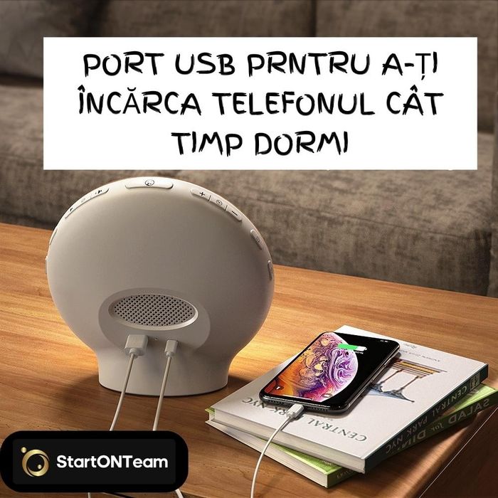 Lampa LED cu Radio FM, Alarma si Simulare Rasarit/Apus Soare Fara App