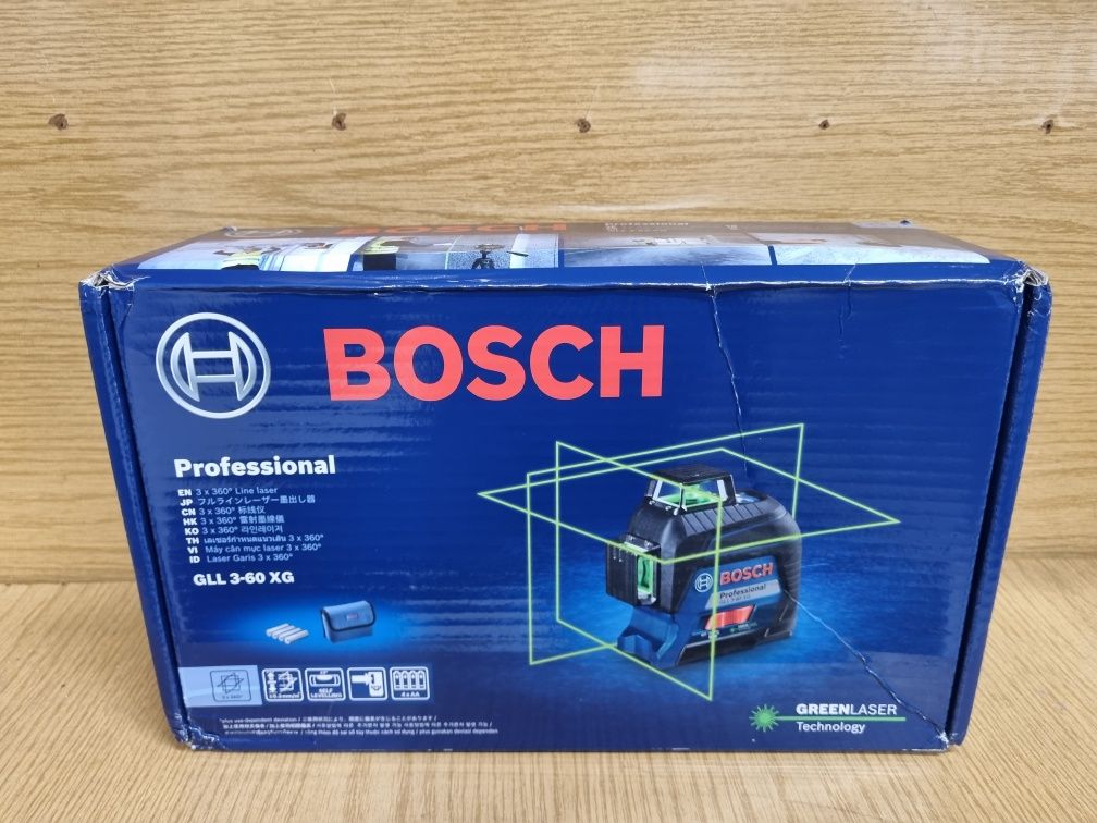 Лазерен  нивелир Bosch GLL 3-60 XG, Зелени линии, Обхват 30м, 3 х 360