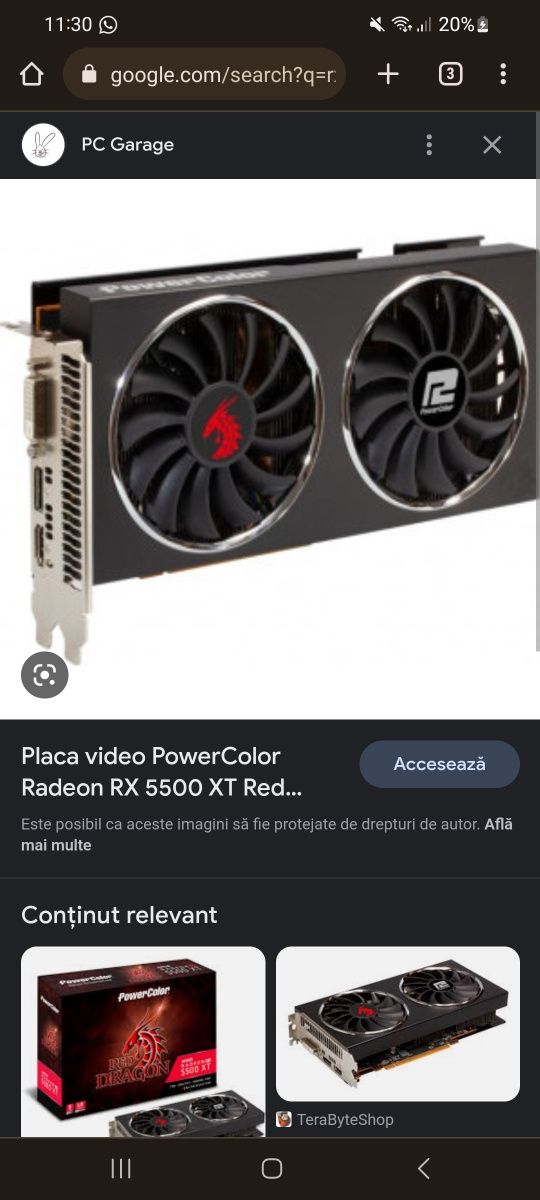 Placa video radeon RX 5500 xt 8g si 128 bit