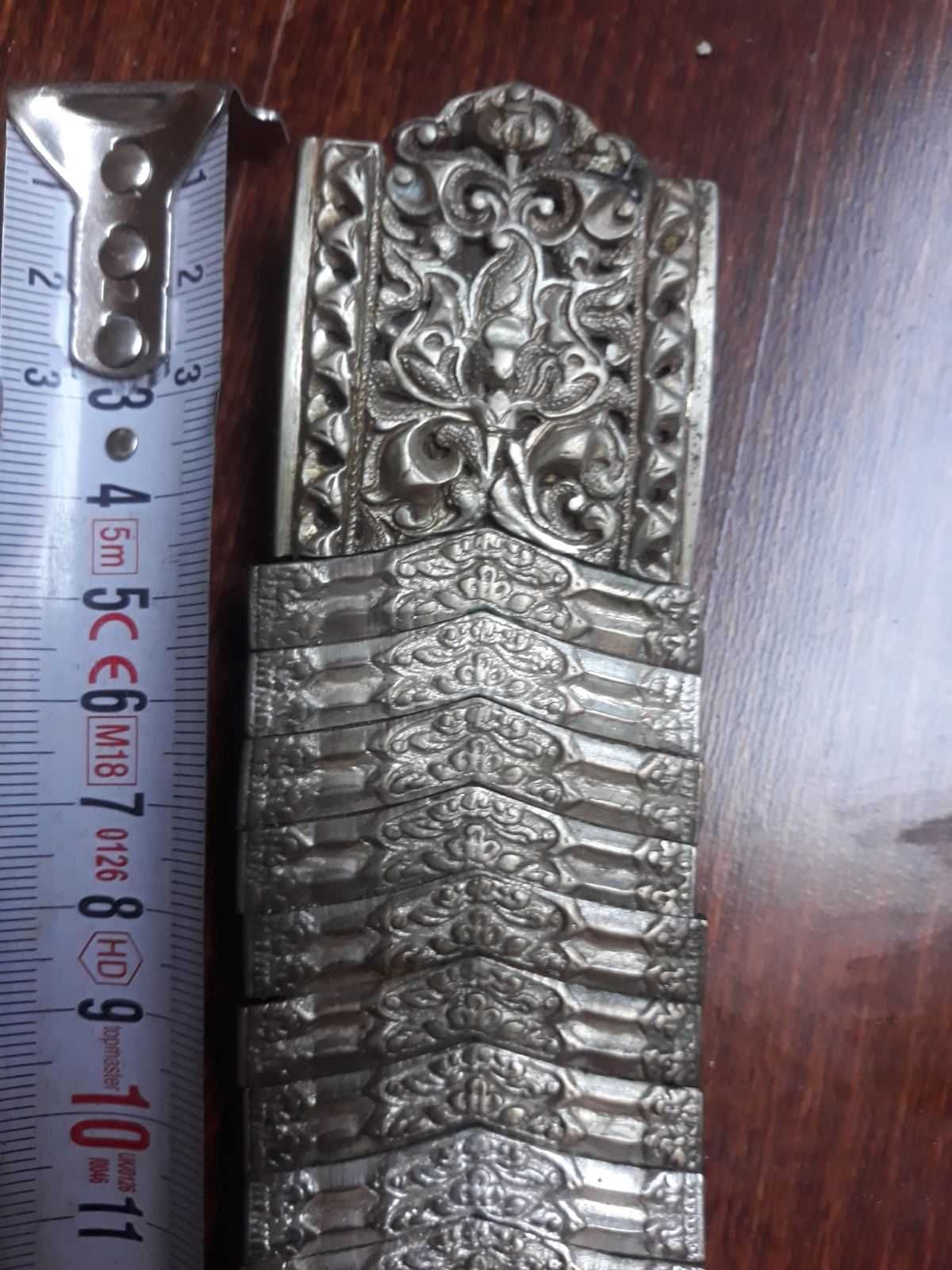 Стар кован колан Сачан сребро с камък 19 век 75см