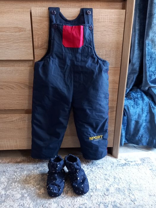 Salopeta iarnă băiat 86 + botosei hidrofug 19/21 H&M