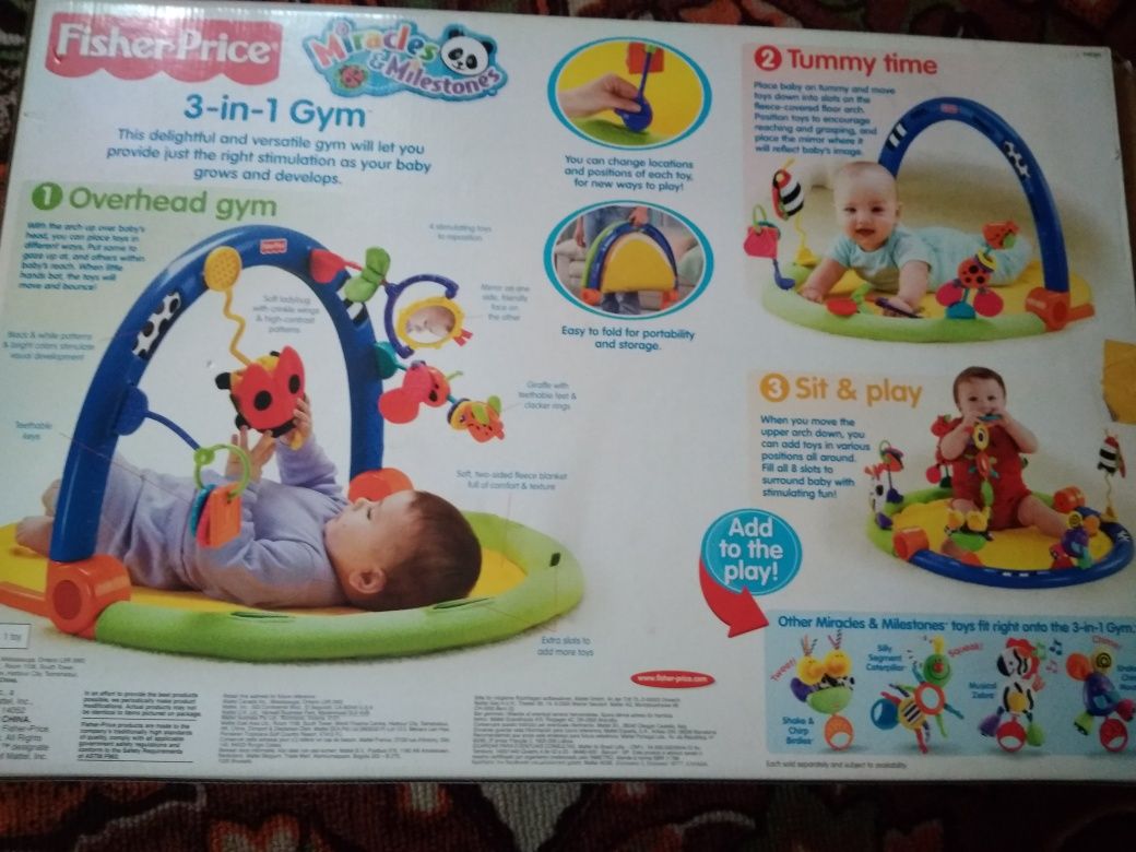 Развивающий детский коврик Fisher Price 3в 1