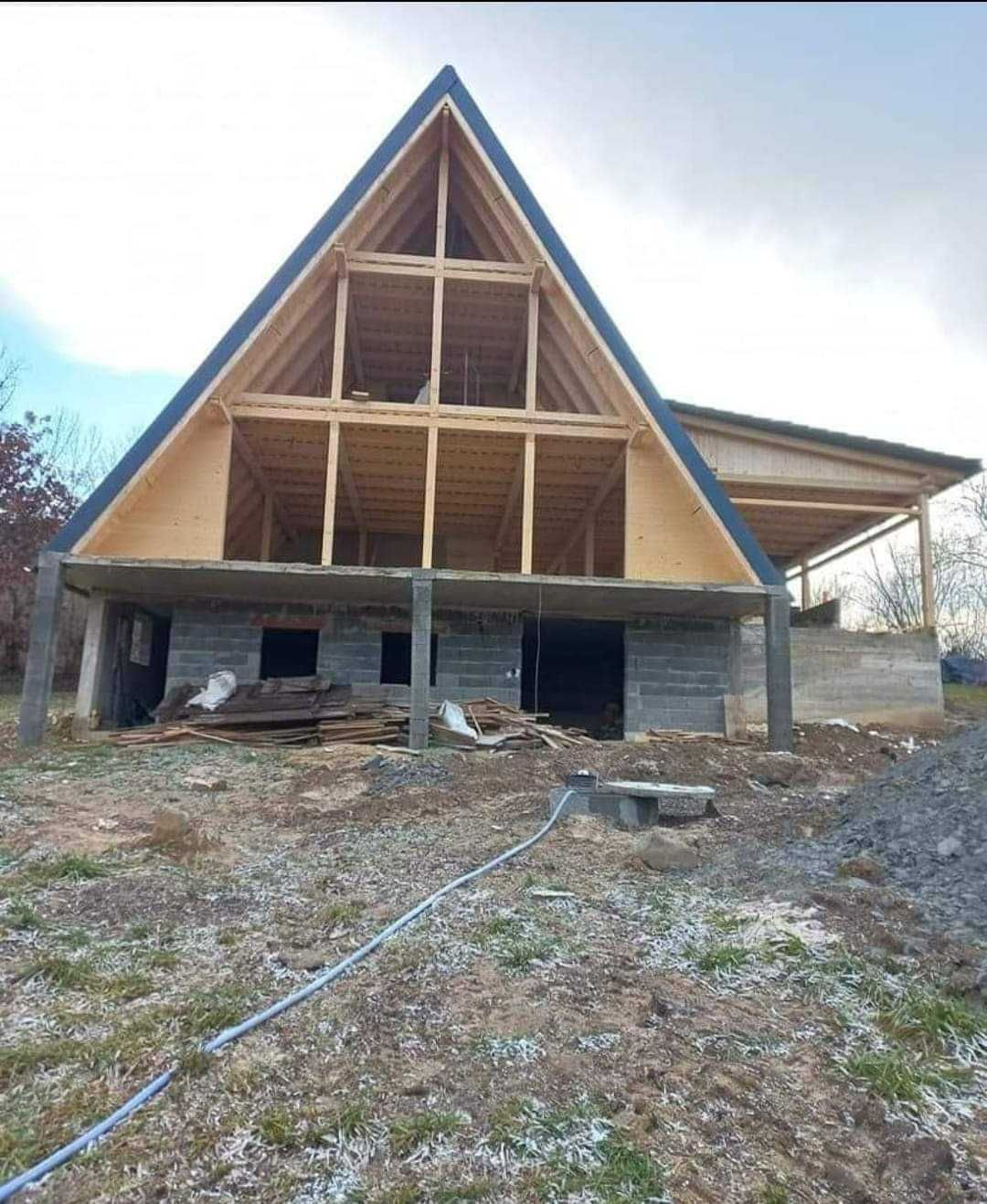 De Vanzare Cabana tip A Frame si casa din structura de lemn la comanda