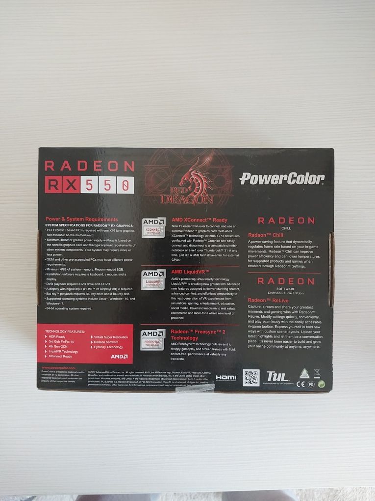 Vann Placa video PowerColor Red Dragon Radeon™ RX 550, 4GB GDDR5, 128-
