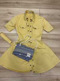 Жълта рокля на Vintage Summer, размер S