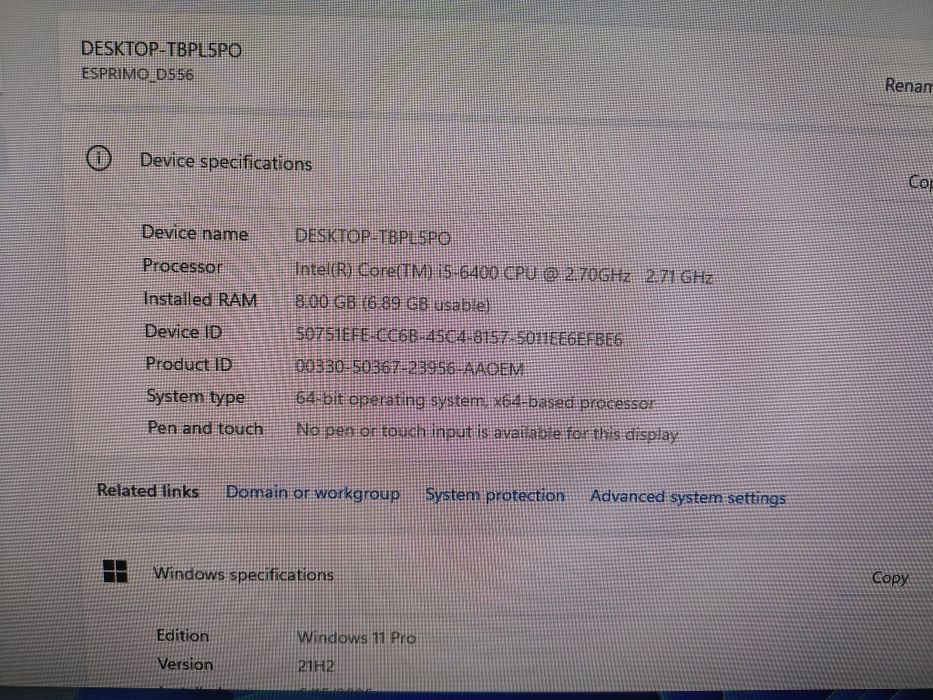 unitate pc i5 6400/8gb ddr4/ssd/Windows 11