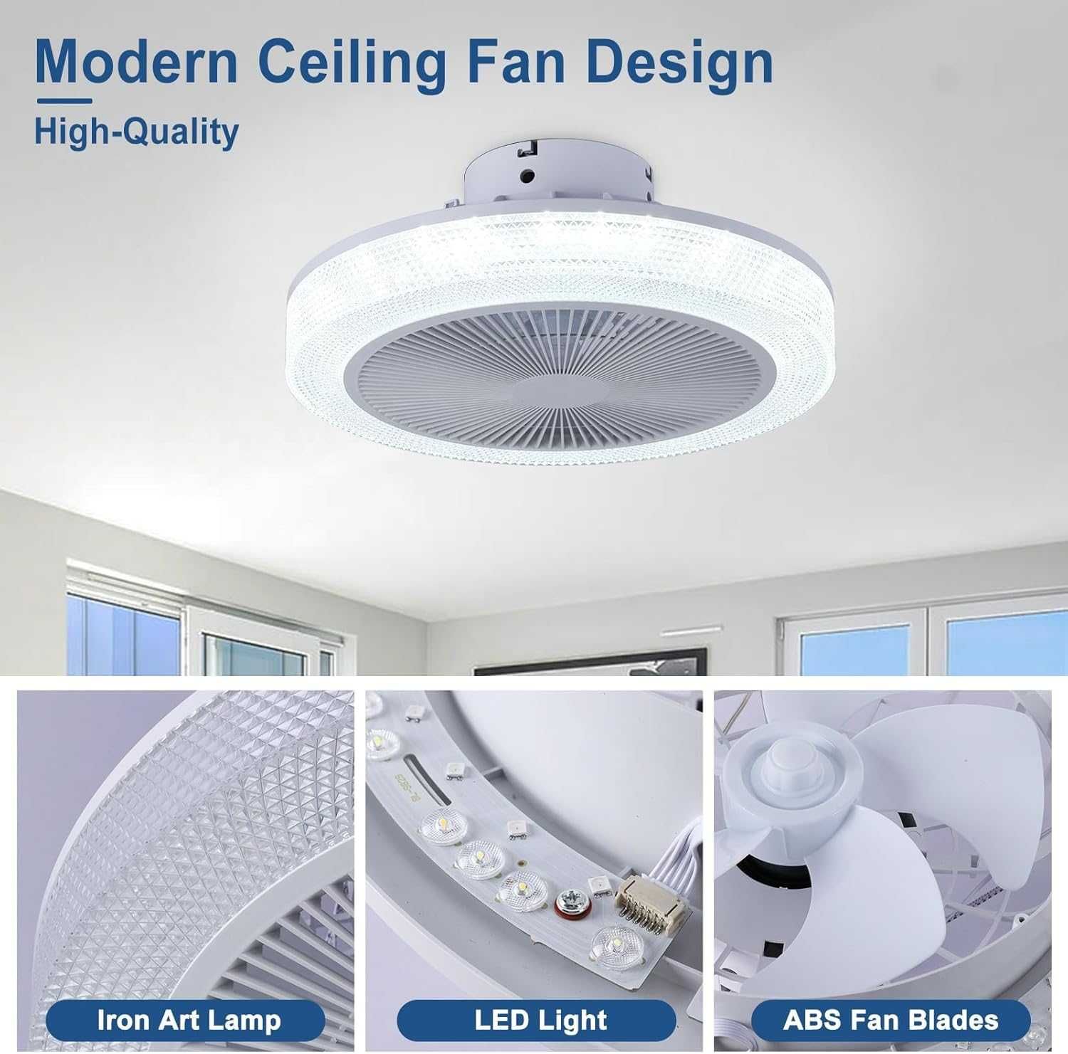 Вентилатор за таван Depuley RGB със светлини, дистанционно, 49 см