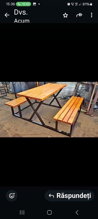 Vând set masa cu banci