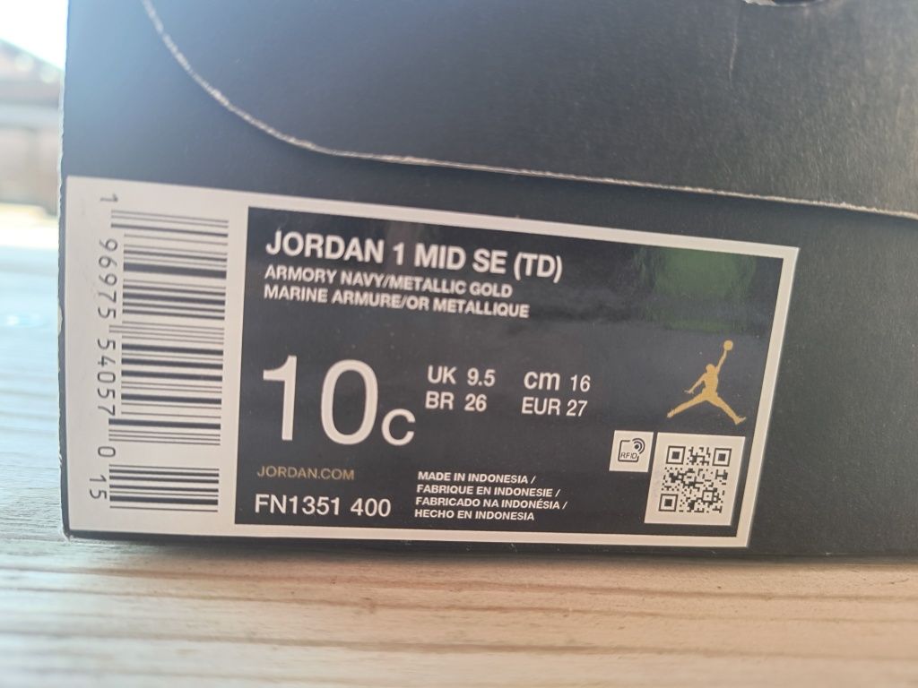 Jordan 1 Mid SE (GS) Big Kid's Shoes Armoury Navy-Pale Ivory-Red-Gold