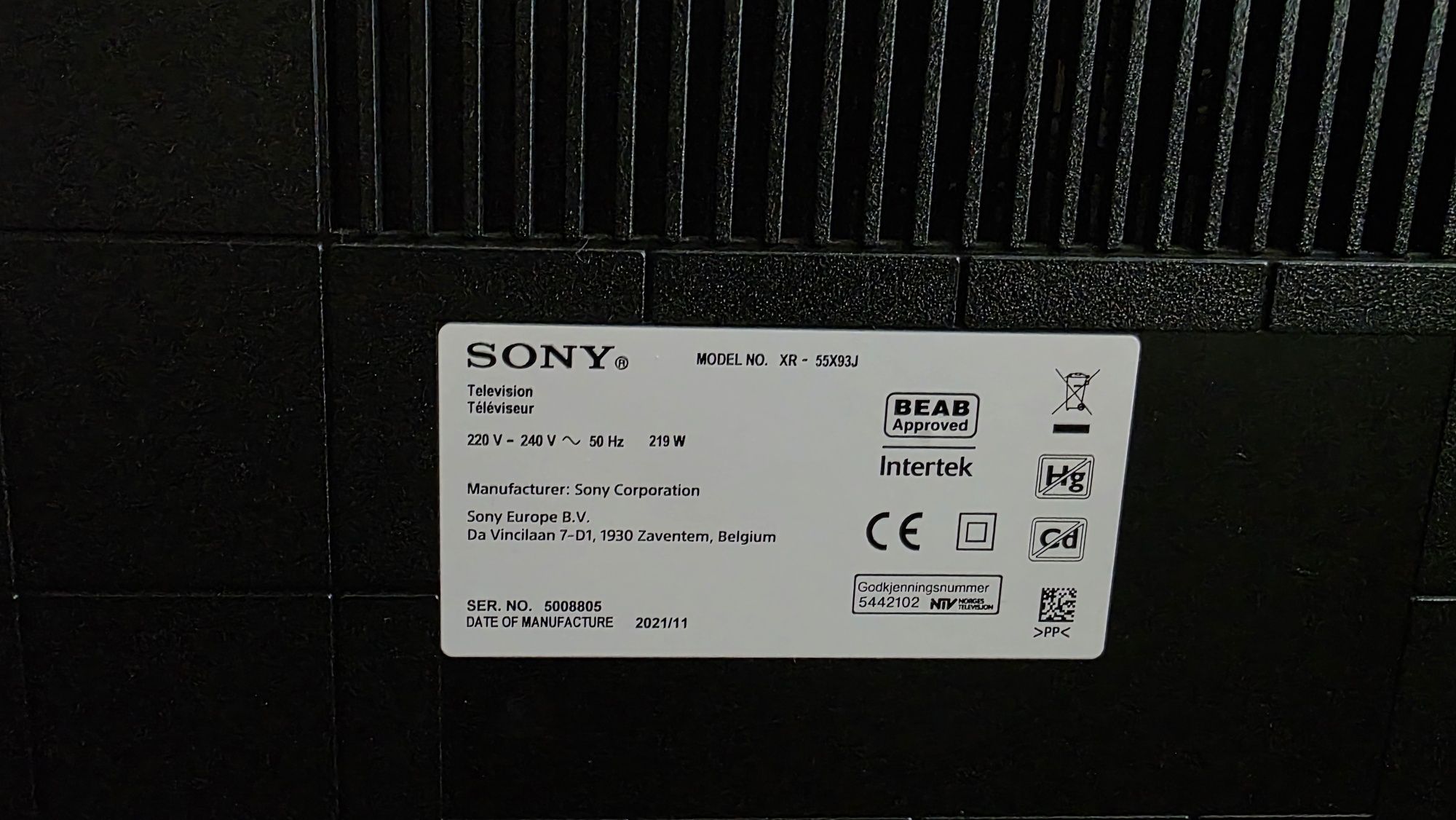 TV Sony XR-55X93J(139cm)