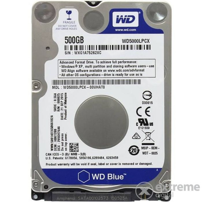 Hard disk 500GB WD Blue pentru Laptop SATA-III 7mm hdd nou sigilat