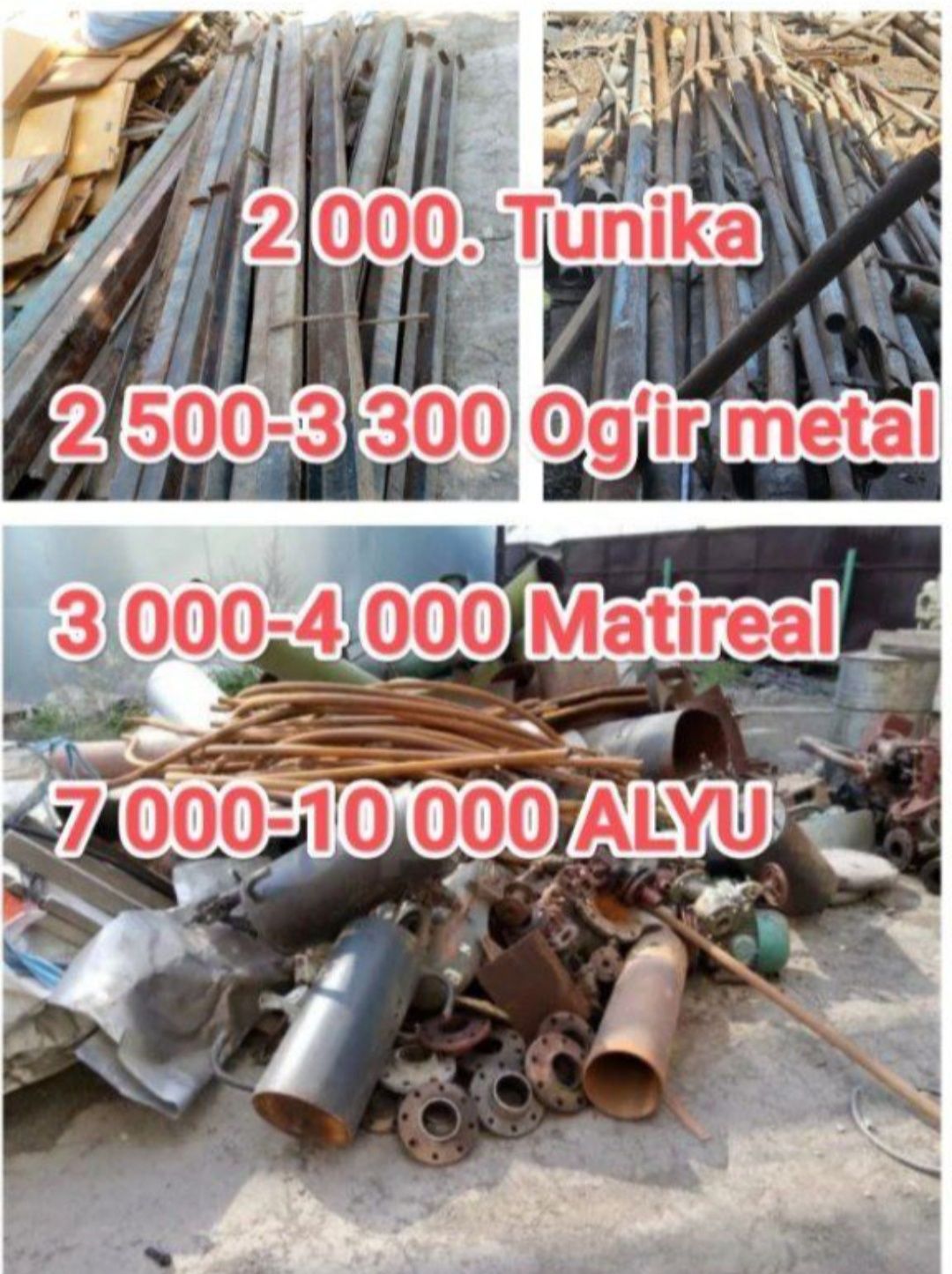 Mettalom Toshkent buylab olib ketamiz kelishilgan narxlarda joydan oli