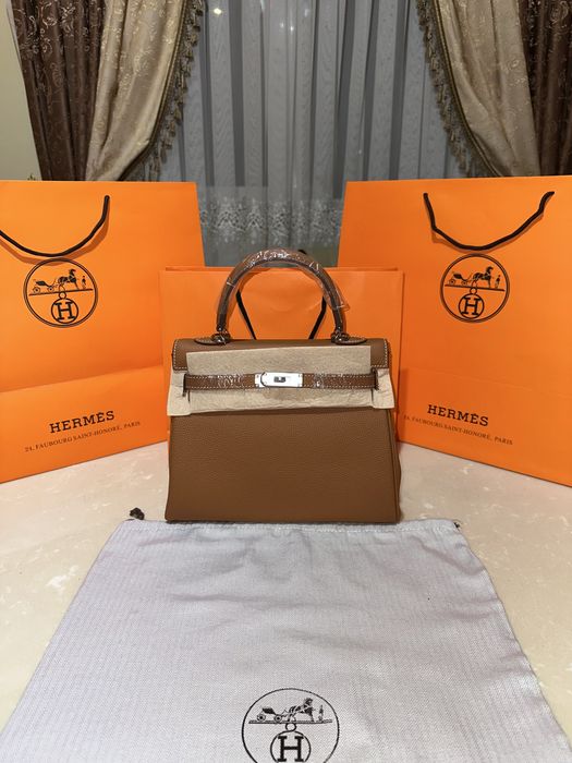Geanta Hermes Kelly 28cm Maro/accesorii silver