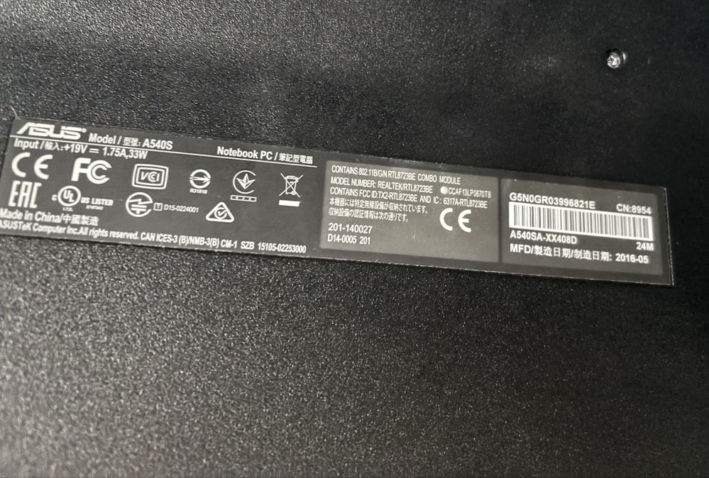 Laptop Asus A540S