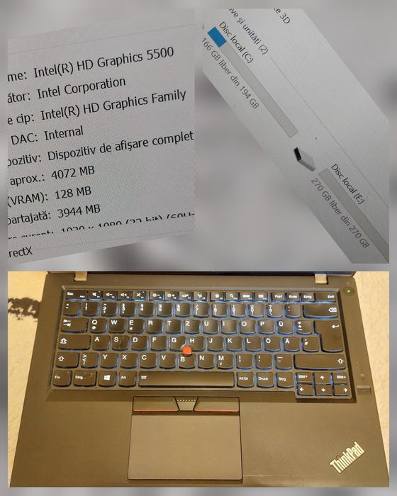 Lenovo Thinkpad T450s 14" i5 5300u 8gb ram 500gb hdd SIM 4G