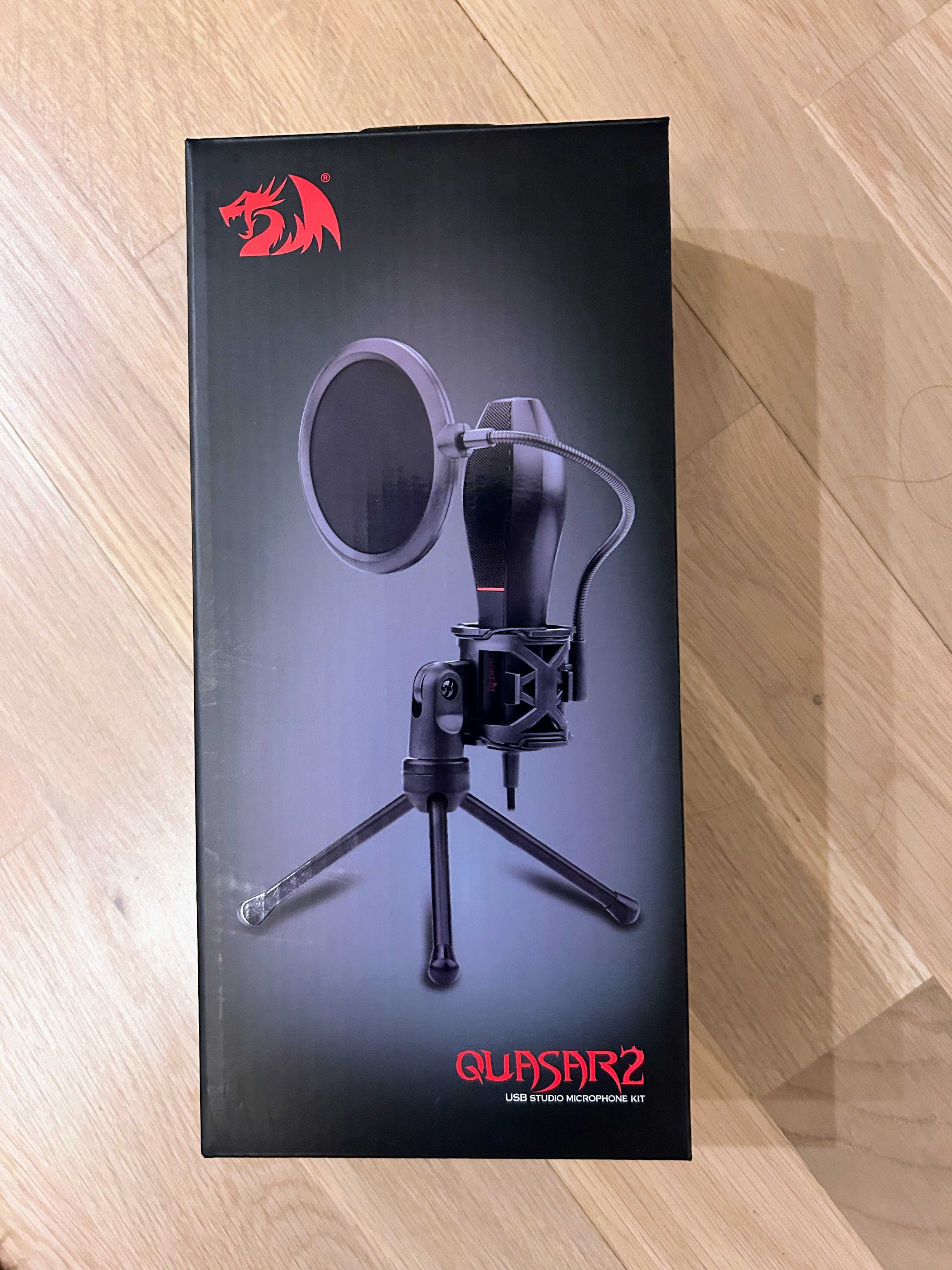 Microfon Redragon Quasar 2, omni-condenser, stativ si pop filter, USB