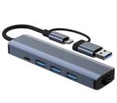 Adaptor/Hub 5 in 1, USB-C/USB, Port Internet 1000 Mbps