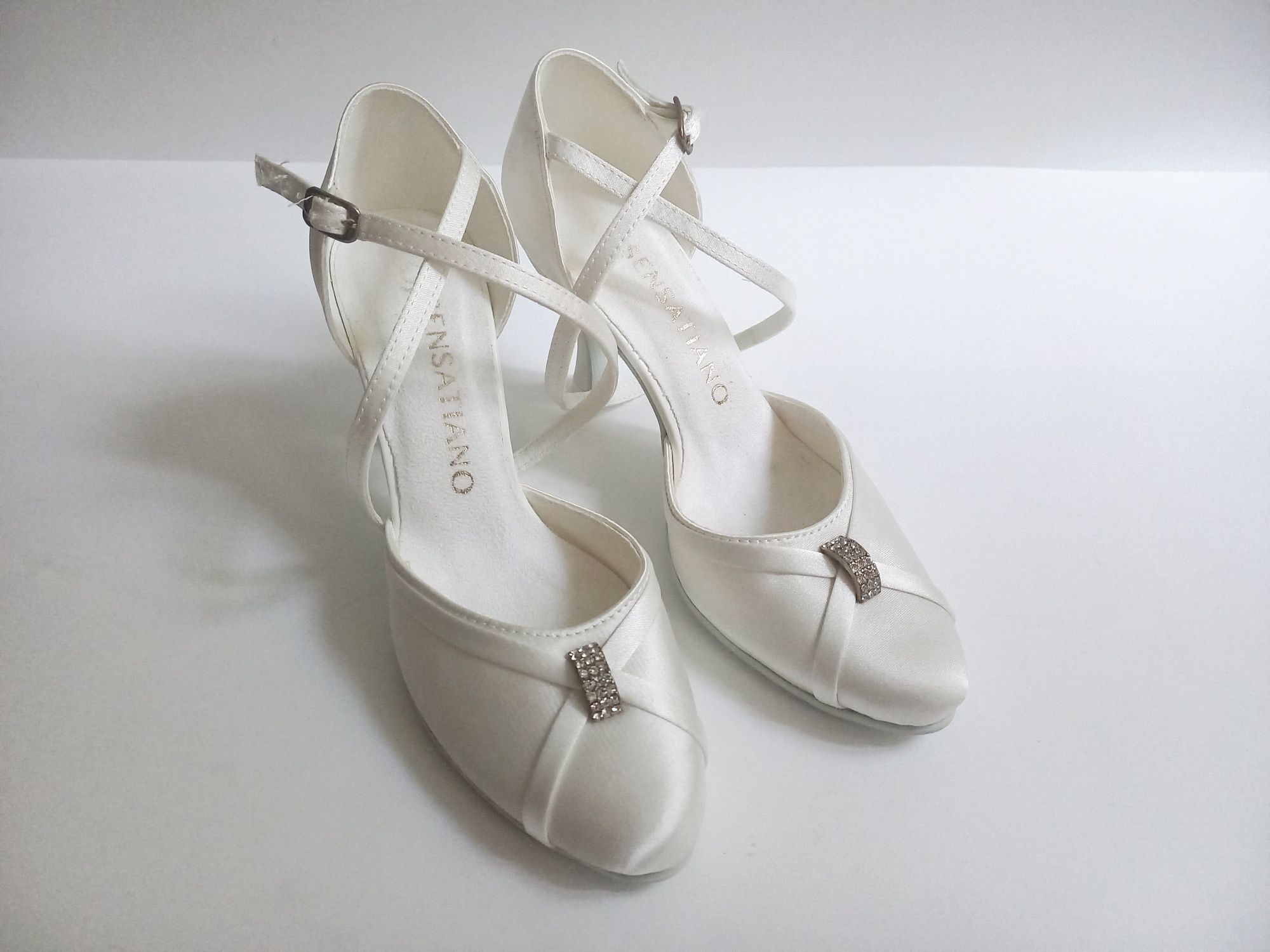 Pantofi albi  sandale de dans mireasa Sensatiano
