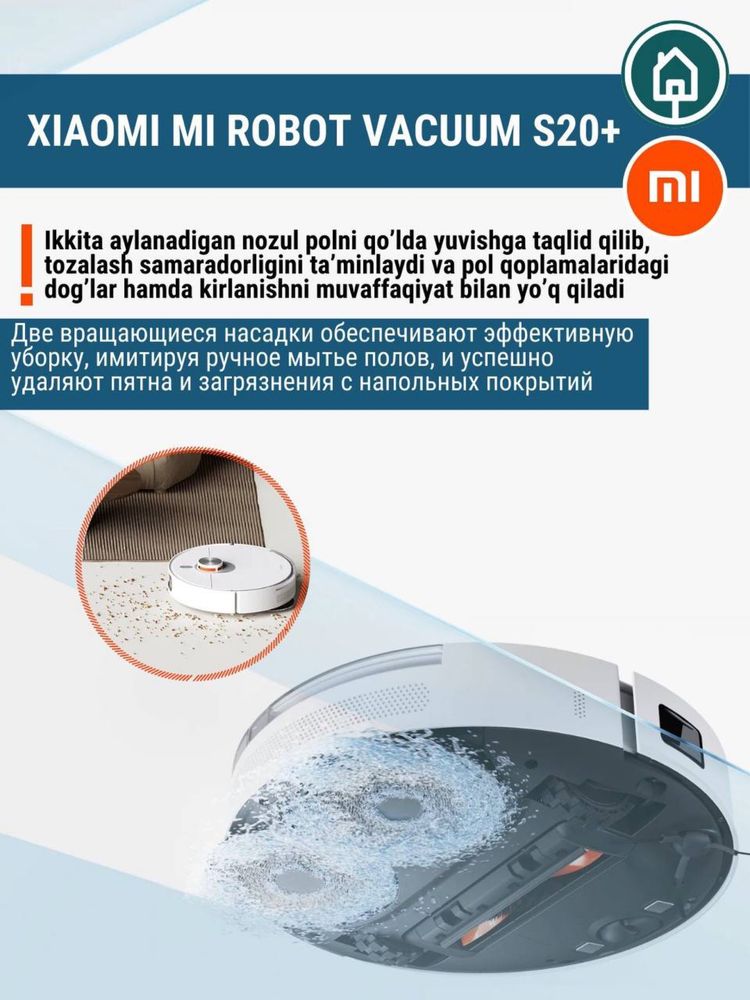 Робот пылесос Xiaomi vacuum cleaner S20 plus robot pilesos S20+