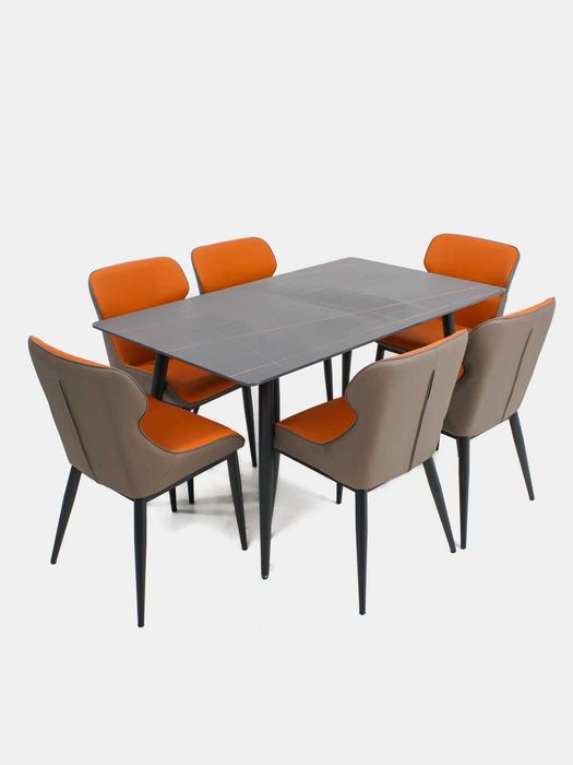 Комплект стол и стулья из натурального мрамора, современный дизайн