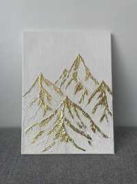 Tablou textura cu munți și foita de aur