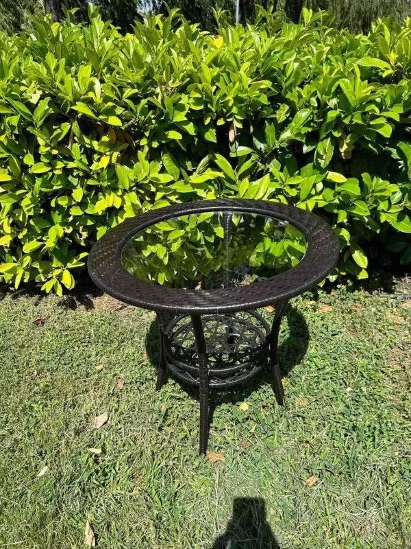 Градински ратанов комплект – 2 стола с маса и поставка