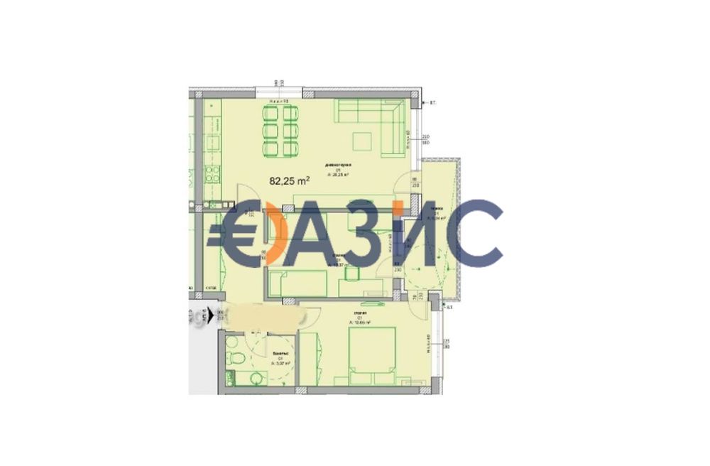 3-стаен апартамент на 3-ти етаж,Флора Бийч - 2,Сарафово,Бургас-92,58