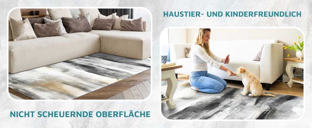 Covor Gri si Galben, cu fir scurt, 230x160cm, REDUS de la 450RON