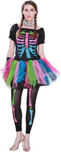 Costum carnaval Neon Skeleton Femei , marimea L