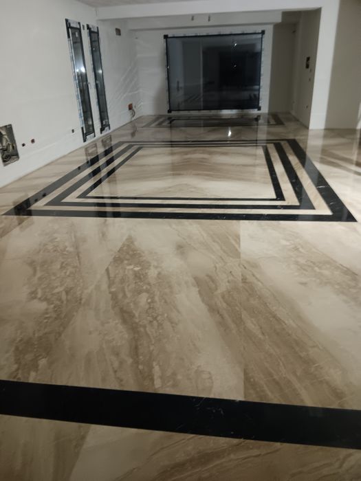 Șlefuit marmură. Mozaic granit și beton
