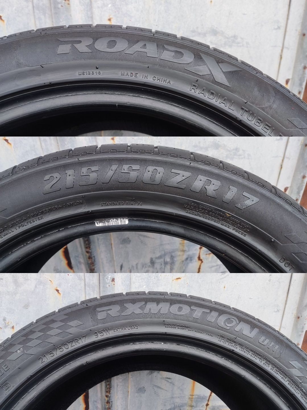 2бр. летни гуми 215/50/17 RoadX, дот23
dot23
7+mm
Добро състояние на г