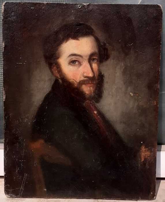 Tablou vechi - portret barbat sec XlX