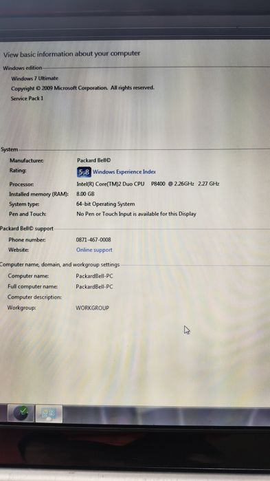 Laptop Packard Bell LJ65 de 17,3", Intel P8400, 8gb, 500gb.