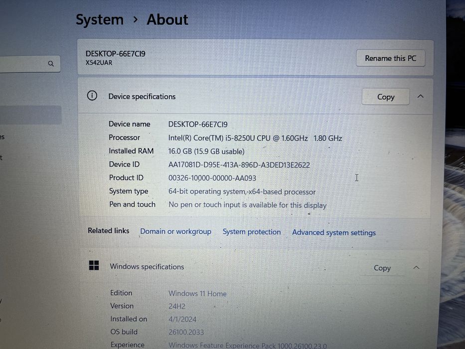 Laptop Asus VivoBook 15 15.6” inch X542UAR i5-8250U