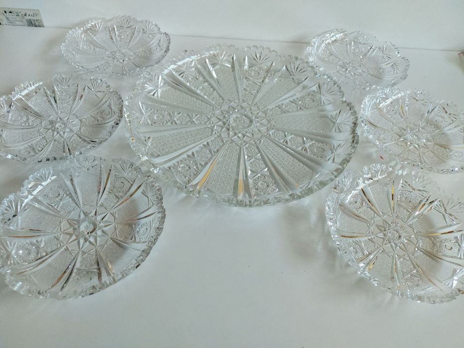 Соц Масивен КРИСТАЛЕН СЕРВИЗ ЗА Торта - НЕ Е Стъкло