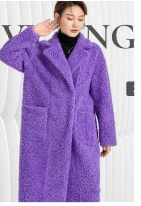 Шуба тедди фиалетовый