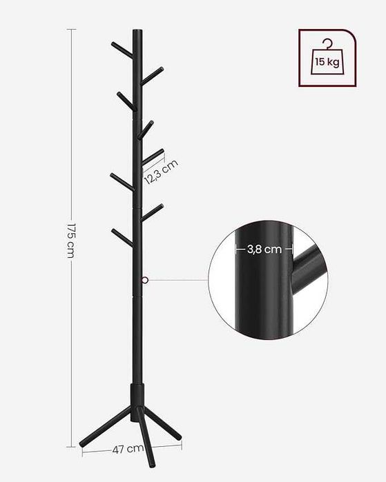 Cuier de haine tip Pom, Lemn Negru sau Wenge,175cm, REDUS de la 250RON