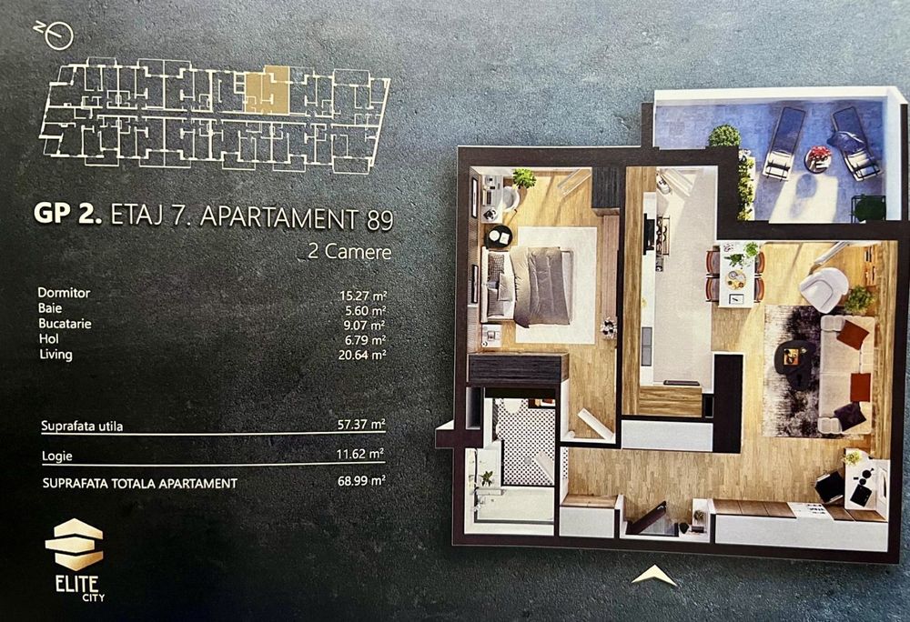 Apartament nou de inchiriat cu 2 camere - ELECTRIC CASTLE / UNTOLD